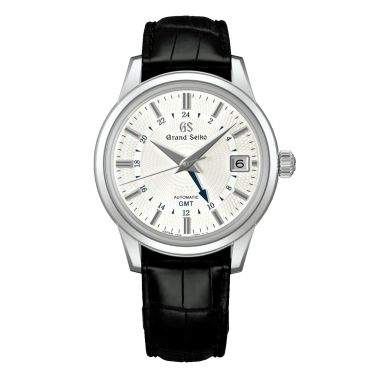 Montre Grand Seiko Elegance "Snowdrop" automatique GMT cadran blanc bracelet cuir 39,5 mm