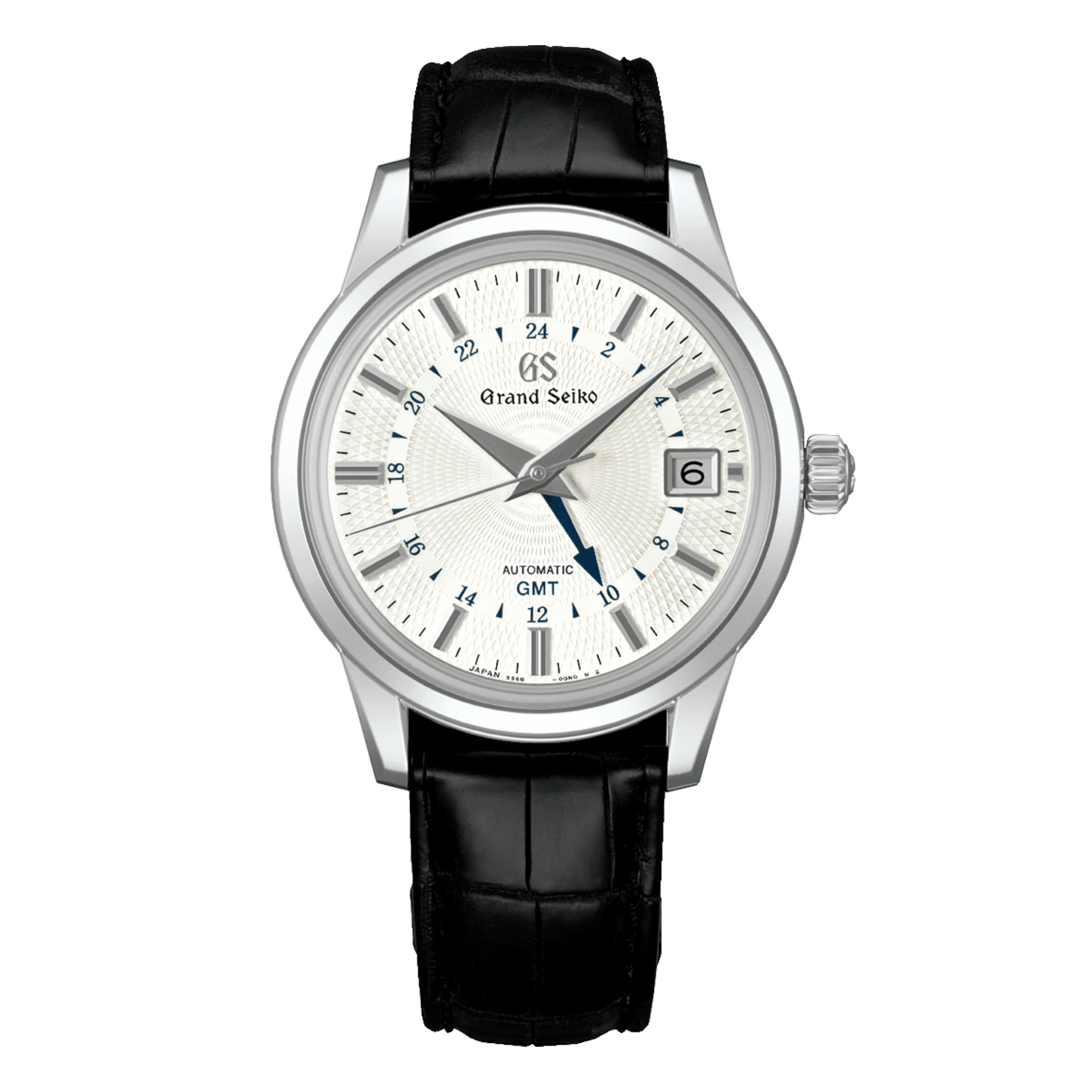 Montre Grand Seiko Elegance "Snowdrop" automatique GMT cadran blanc bracelet cuir 39,5 mm