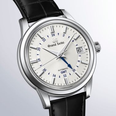 Montre Grand Seiko Elegance "Snowdrop" automatique GMT cadran blanc bracelet cuir 39,5 mm