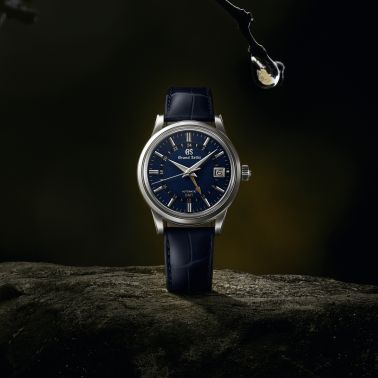 Montre Grand Seiko Elegance "Moondrop" automatique GMT cadran bleu bracelet cuir 39,5 mm