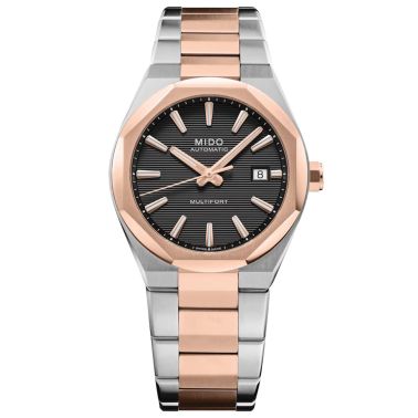 copy ofMido Multifort 8 One Crown automatic watch with black dial and steel bracelet, 40 mm