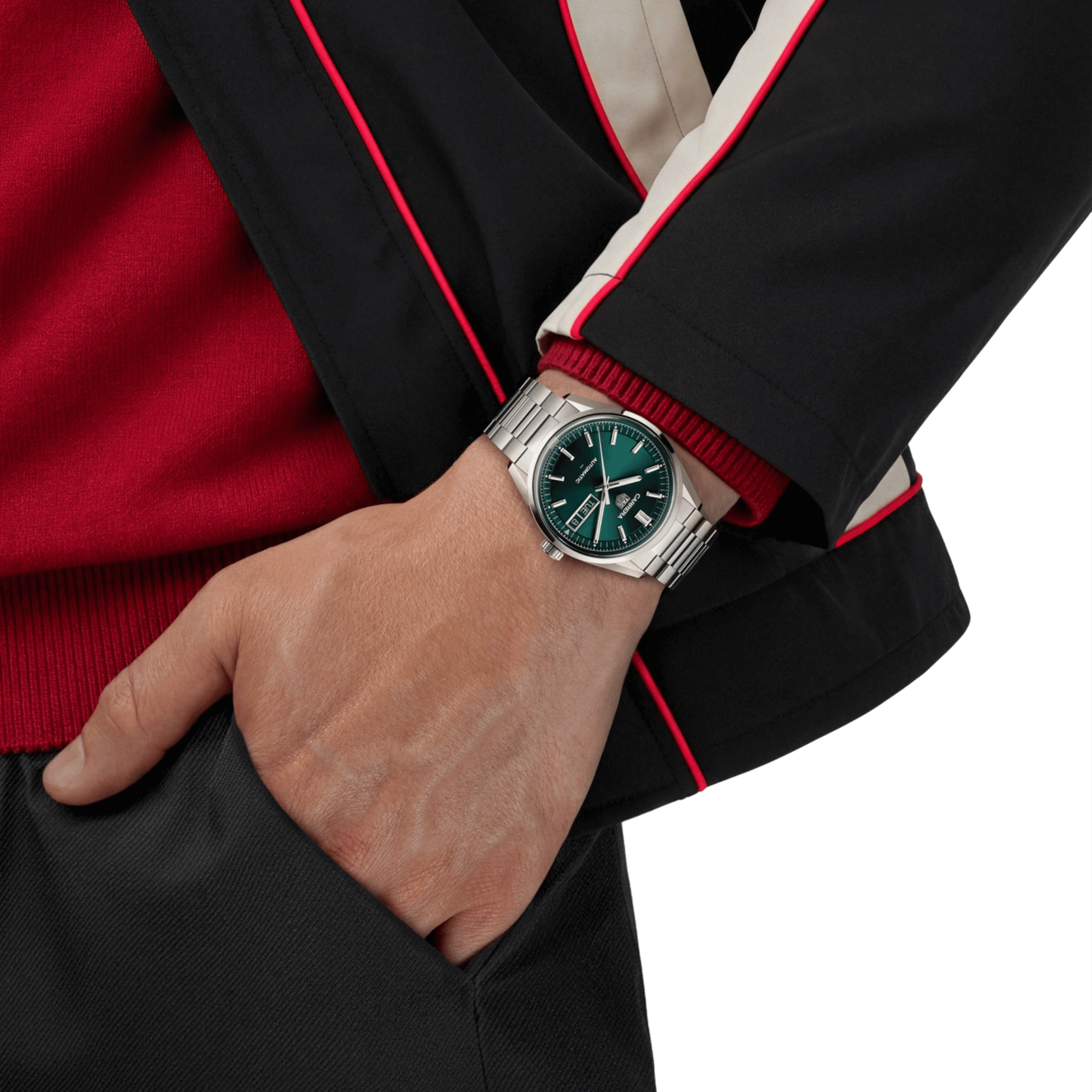 TAG Heuer Carrera Day-Date Automatic green dial steel bracelet 41 mm