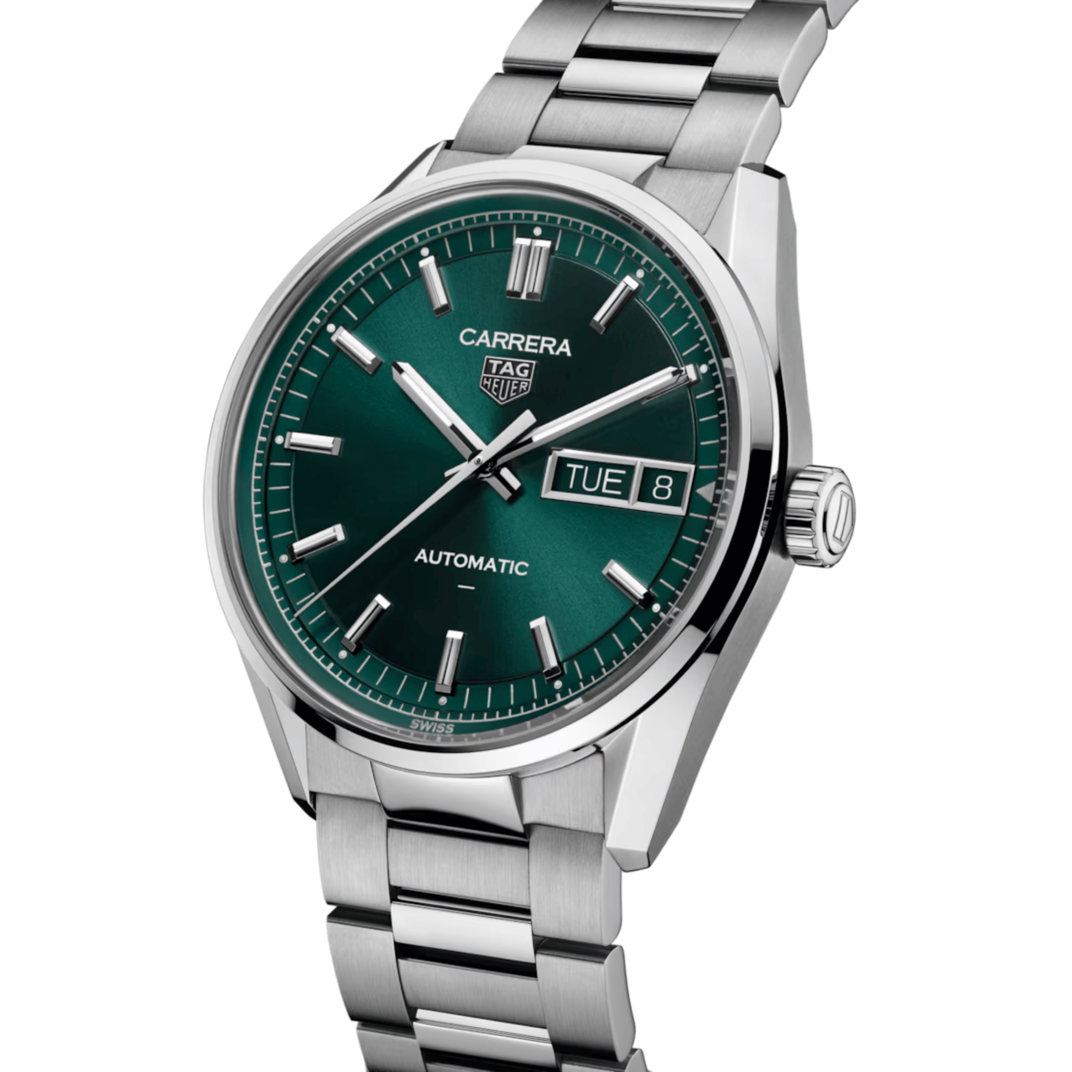 TAG Heuer Carrera Day-Date Automatic green dial steel bracelet 41 mm