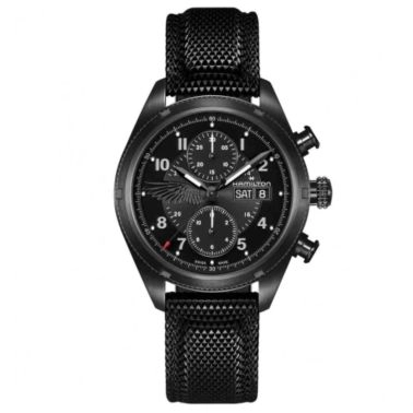 Montre Hamilton Khaki Field Auto chrono x Resident Evil automatique cadran noir bracelet noir 42 mm