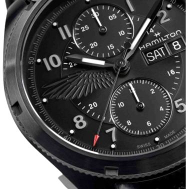 Hamilton Khaki Field Auto Chrono x Resident Evil Automatic Watch with Black Dial and Black Strap, 42 mm