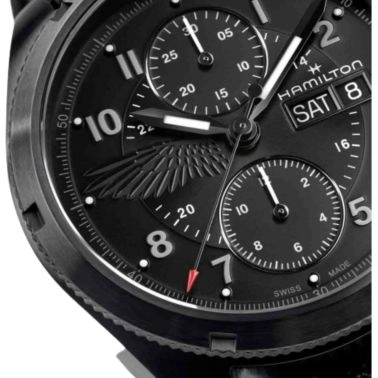 Hamilton Khaki Field Auto Chrono x Resident Evil Automatic Watch with Black Dial and Black Strap, 42 mm