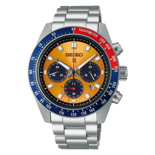 Seiko Prospex SpeedTimer "Pogue" quartz Solar yellow dial steel bracelet 41,4 mm
