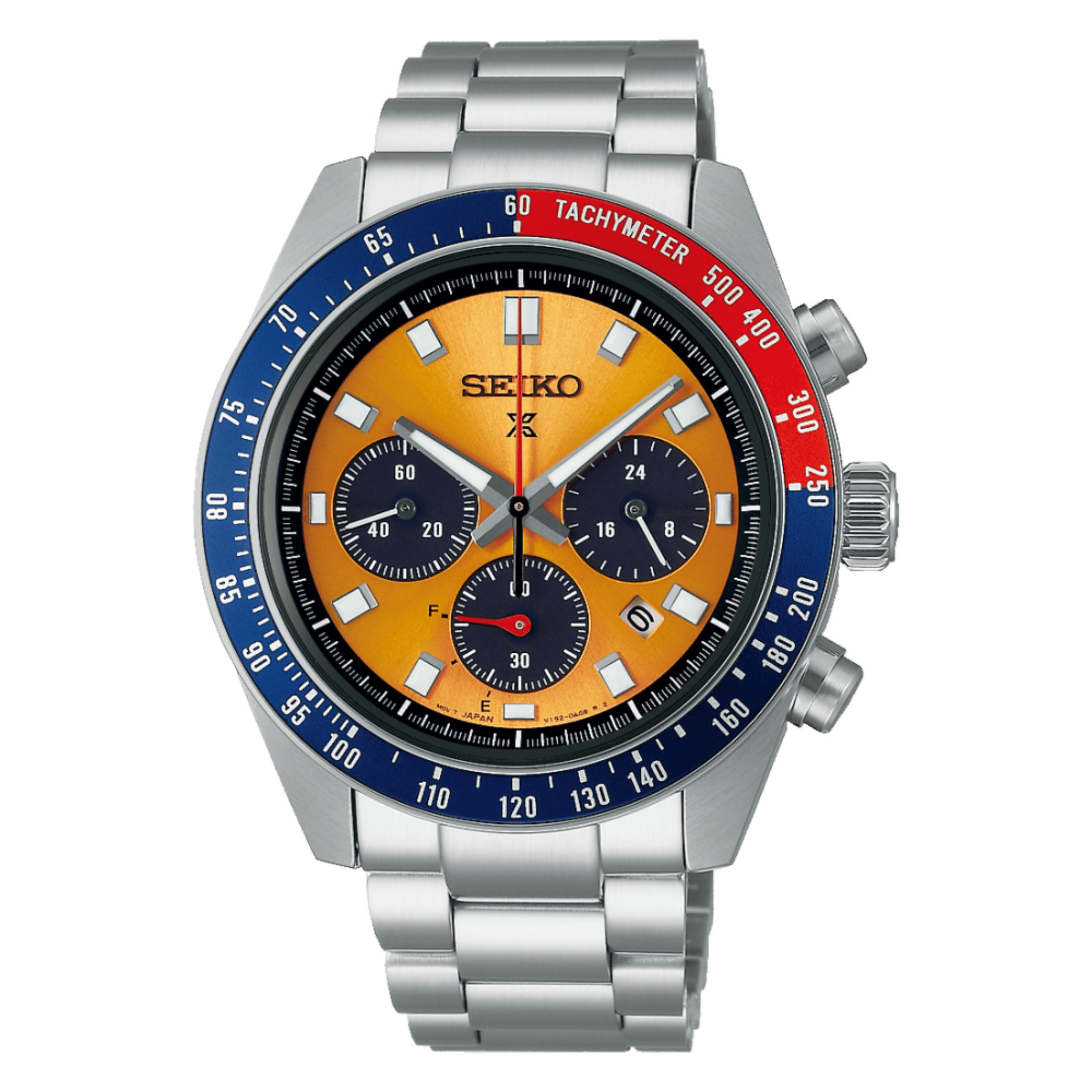 Seiko Prospex SpeedTimer "Pogue" quartz Solar yellow dial steel bracelet 41,4 mm