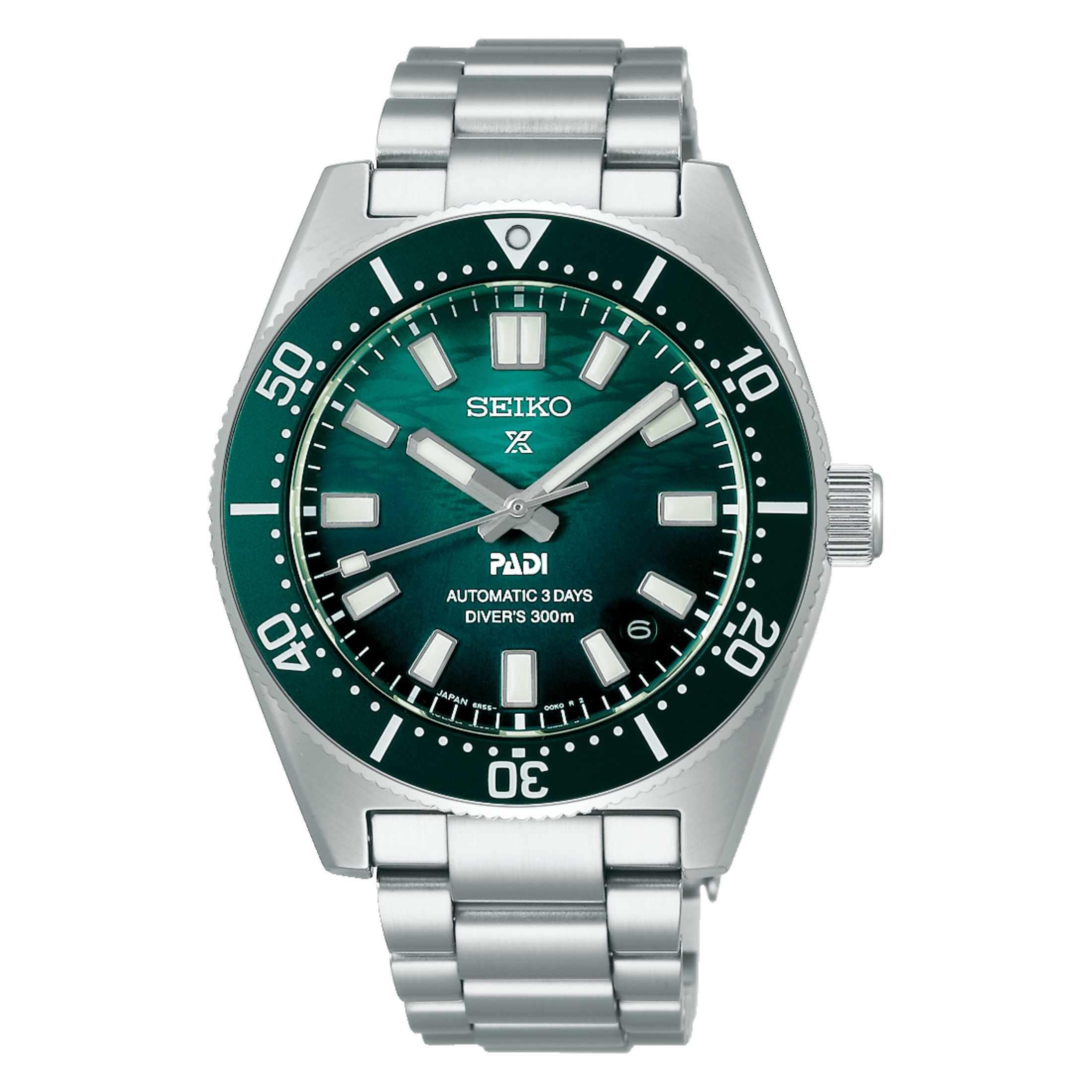Seiko Prospex Diver's 1965 Heritage 62MAS "PADI Edition" automatic green dial steel bracelet 40 mm