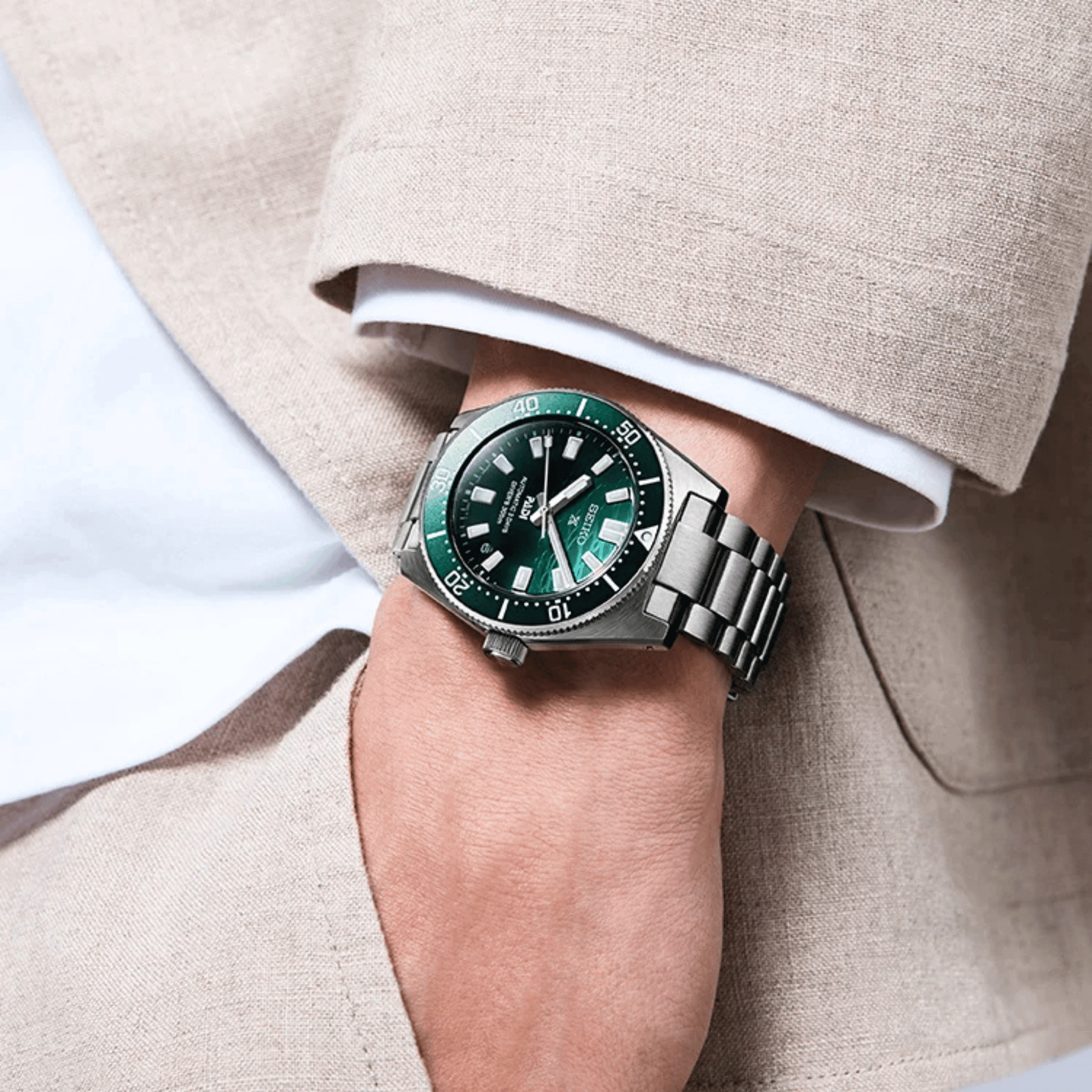 Seiko Prospex Diver's 1965 Heritage 62MAS "PADI Edition" automatic green dial steel bracelet 40 mm