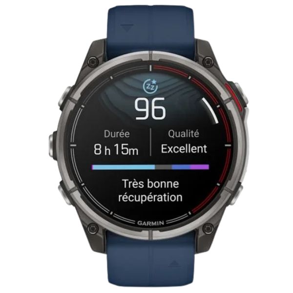 Garmin Quatix 8 Standard Edition Watch with blue silicone strap, 47 mm .