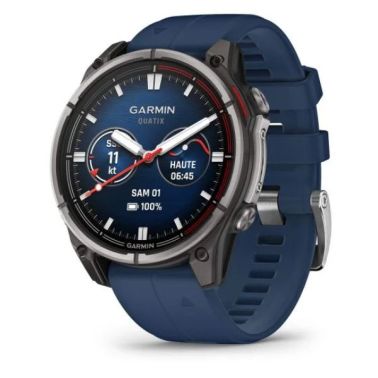 Garmin Quatix 8 Standard Edition Watch with blue silicone strap, 47 mm .