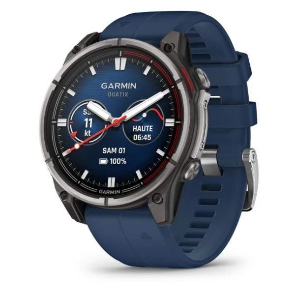Garmin Quatix 8 Standard Edition Watch with blue silicone strap, 47 mm .