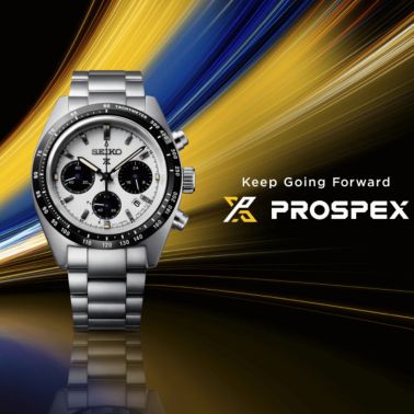 Montre Seiko Prospex SpeedTimer "Youngtimer" solaire cadran blanc bracelet acier 39 mm