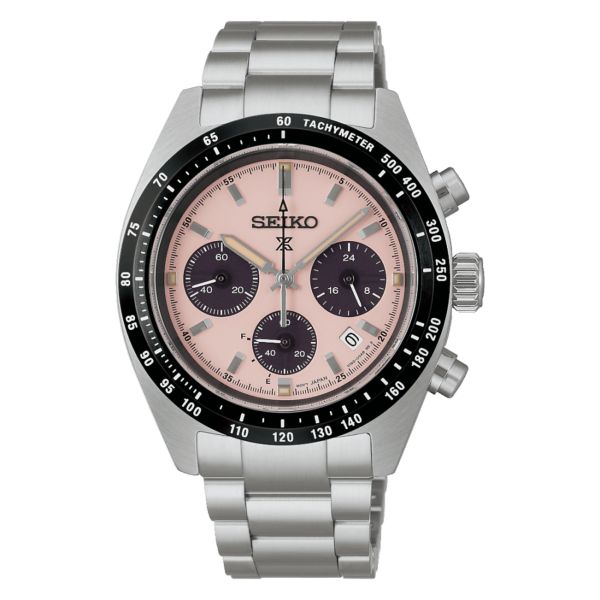 Seiko Prospex SpeedTimer "Youngtimer" solar pink dial steel bracelet 39 mm