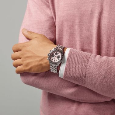 Seiko Prospex SpeedTimer "Youngtimer" solar pink dial steel bracelet 39 mm