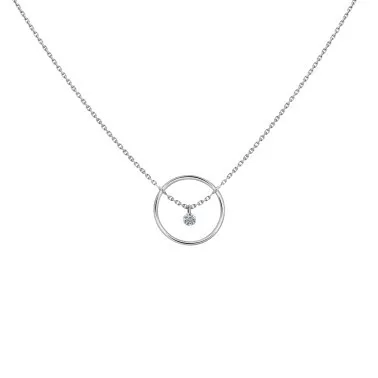 Collier La Brune et La Blonde Excentrique Rond en or blanc diamant taille brillant 0,22 carat