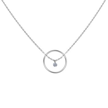 Collier La Brune et La Blonde Excentrique Rond en or blanc diamant taille brillant 0,22 carat