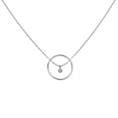 Collier La Brune et La Blonde Excentrique Rond en or blanc diamant taille brillant 0,22 carat