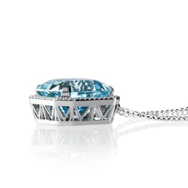 Collier Lepage Aube en or blanc, aigue-marine Santa Maria et diamants