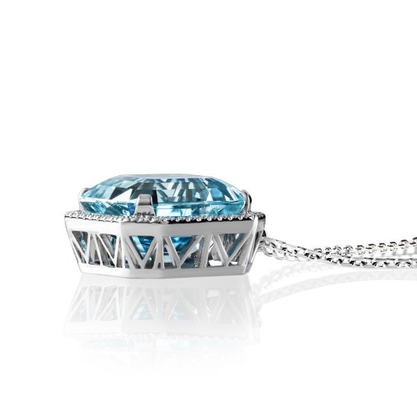 Collier Lepage Aube en or blanc, aigue-marine Santa Maria et diamants