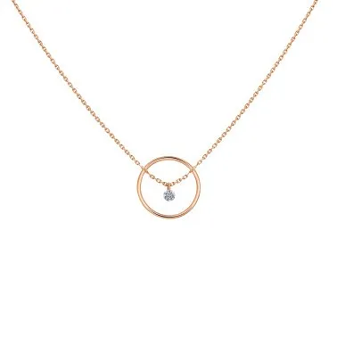 Collier La Brune et La Blonde Excentrique Rond en or rose diamant taille brillant 0,22 carat