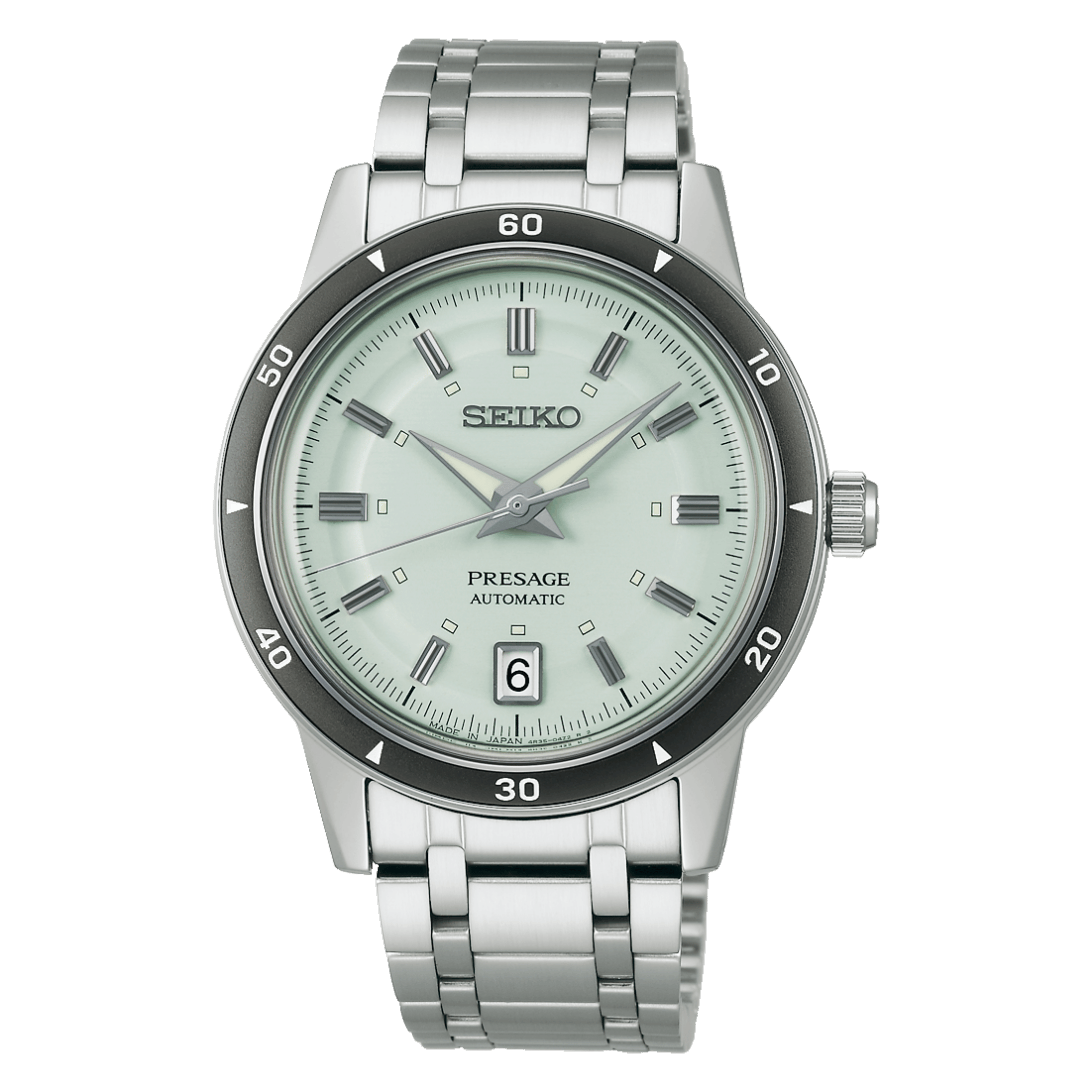 Montre Seiko Presage Style 60s automatique cadran vert bracelet acier 39,5 mm