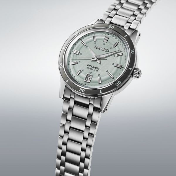 Montre Seiko Presage Style 60s automatique cadran vert bracelet acier 39,5 mm