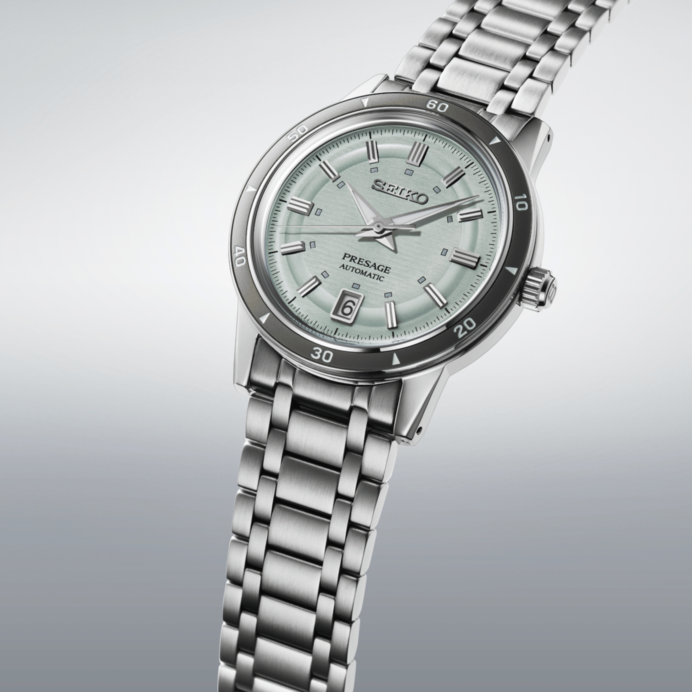 Montre Seiko Presage Style 60s automatique cadran vert bracelet acier 39,5 mm