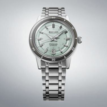 Montre Seiko Presage Style 60s automatique cadran vert bracelet acier 39,5 mm