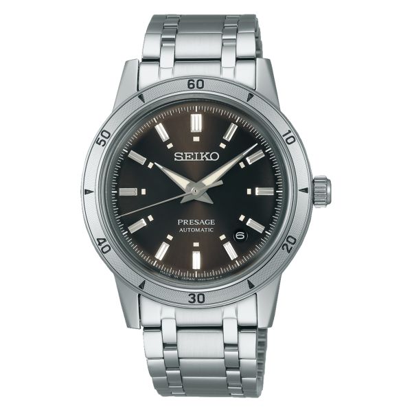 Montre Seiko Presage Style 60s automatique cadran marron bracelet acier 39,5 mm