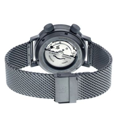 Montre Lip Grande Nautic Ski Fantôme automatique cadran noir bracelet acier milanais 41 mm