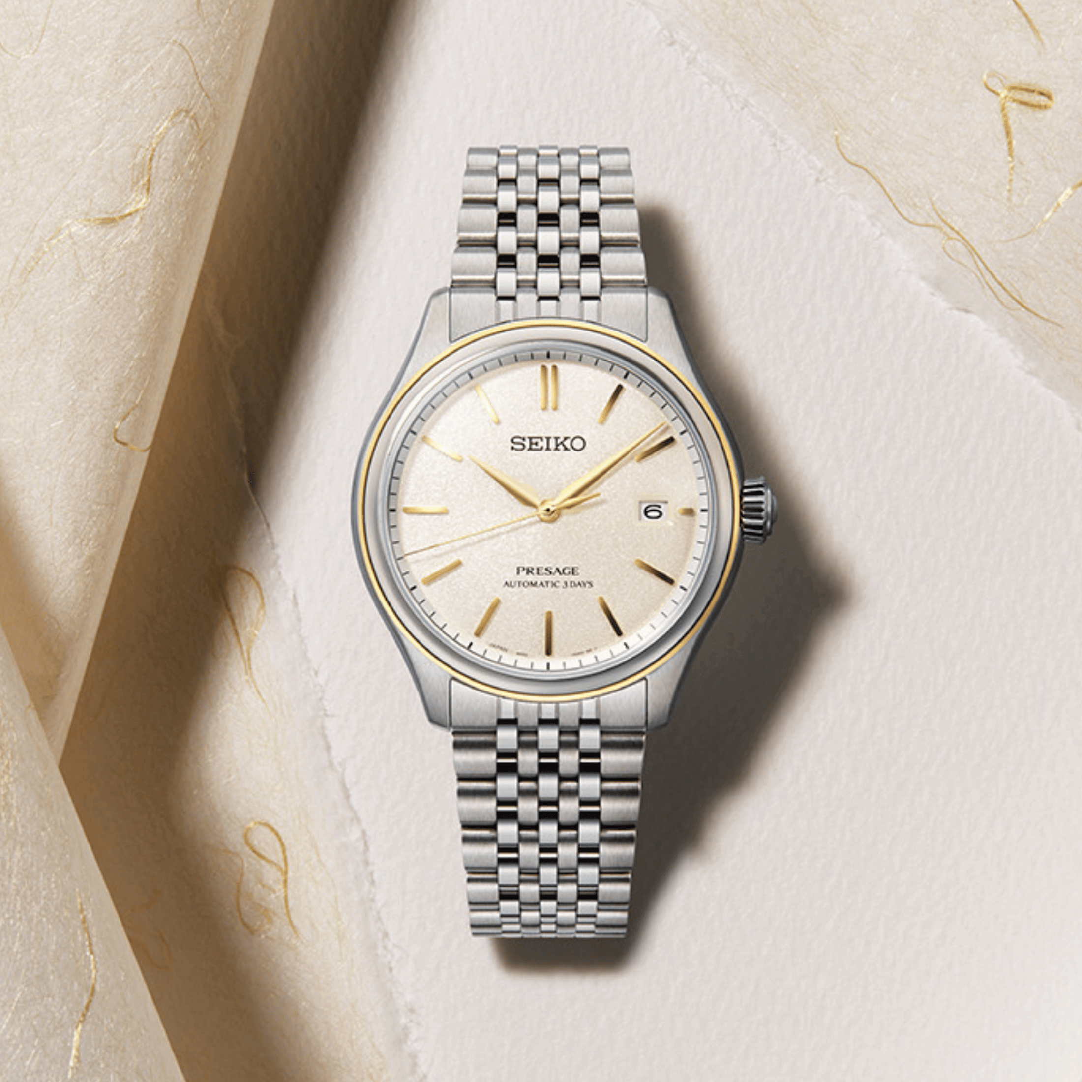 Montre Seiko Presage Classic Series automatique cadran champagne bracelet acier 40,2 mm