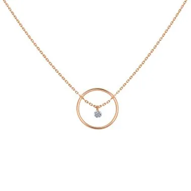 Collier La Brune et La Blonde Excentrique Rond en or rose diamant taille brillant 0,22 carat