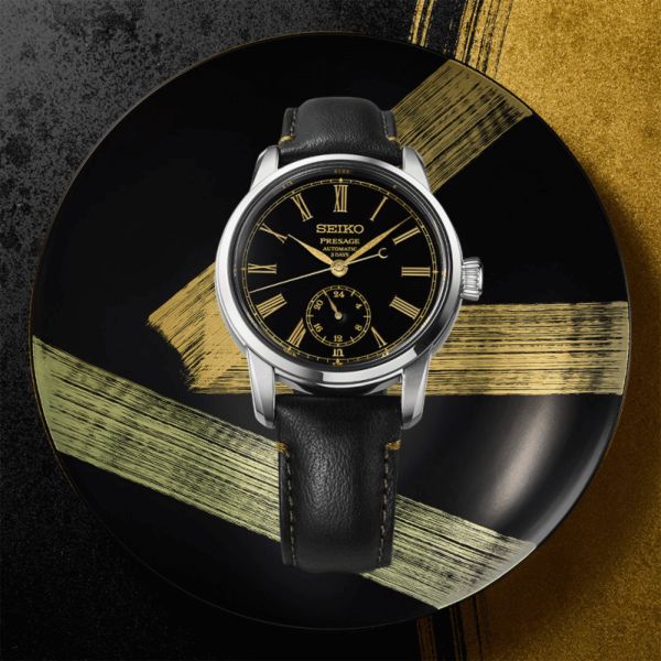 Montre Seiko Presage Classic Series “Craftsmanship” Laque Urushi automatique cadran noir bracelet cuir 40,2 mm