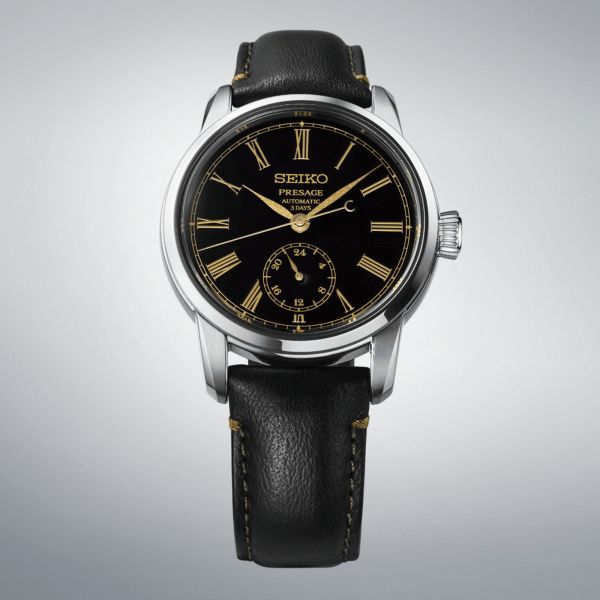 Montre Seiko Presage Classic Series “Craftsmanship” Laque Urushi automatique cadran noir bracelet cuir 40,2 mm