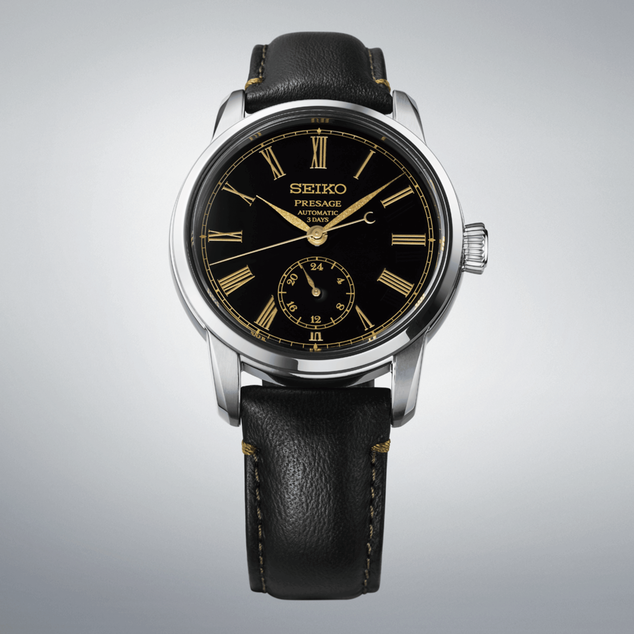 Montre Seiko Presage Classic Series “Craftsmanship” Laque Urushi automatique cadran noir bracelet cuir 40,2 mm