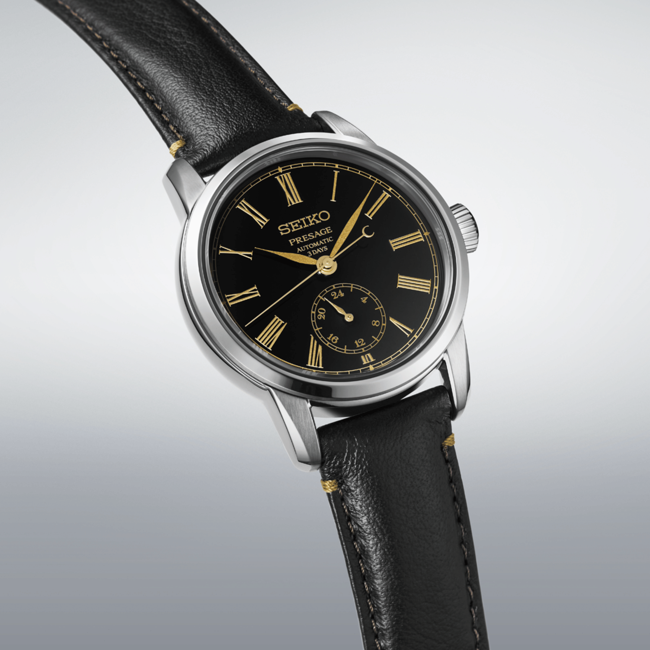 Montre Seiko Presage Classic Series “Craftsmanship” Laque Urushi automatique cadran noir bracelet cuir 40,2 mm