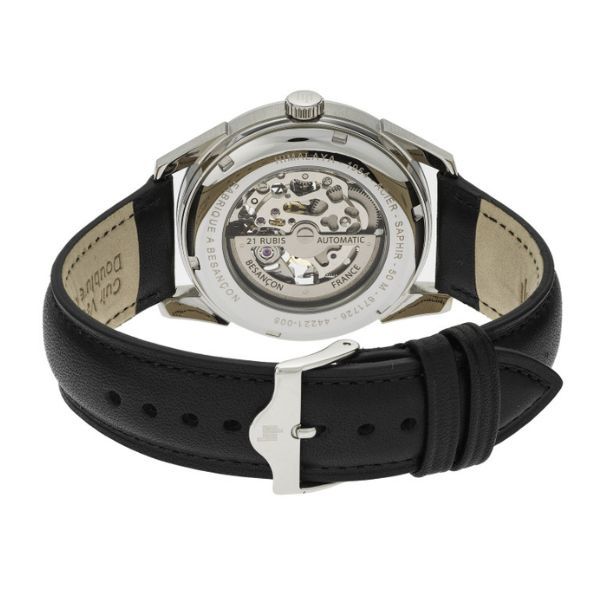 Montre Lip Himalaya Squelette automatique cadran noir bracelet cuir noir 40 mm