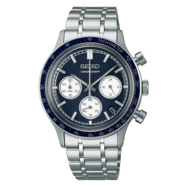 Seiko Sport Chronograph mecaquartz blue dial steel bracelet 38,7 mm