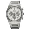 Seiko Sport Chronograph 1970 mecaquartz white dial steel bracelet 40 mm