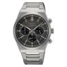 Seiko Sport Chronograph 1970 mecaquartz black dial steel bracelet 40 mm