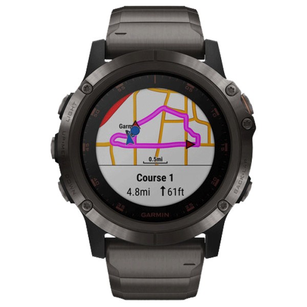 Montre Garmin Fénix 5X Plus Sapphire Gray bracelet titane et carbone 51 mm