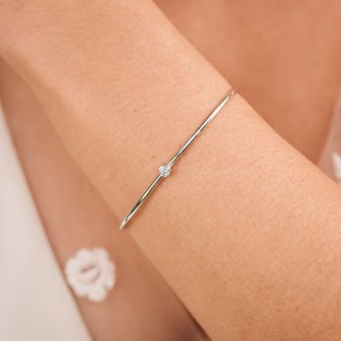 Bracelet Jonc flexible Lepage Pur en or blanc et saphir