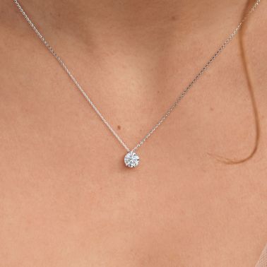 Collier Lepage Chéri en or blanc et saphir vert