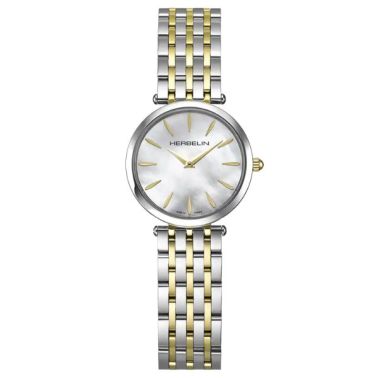 Montre Michel Herbelin Epsilon quartz cadran nacre bracelet acier bicolore 28 mm