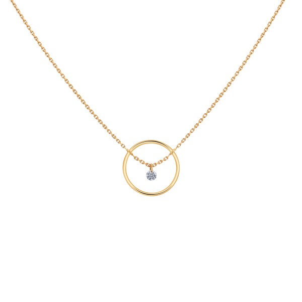 Collier La Brune et La Blonde Excentrique Rond en or jaune diamant taille brillant 0,22 carat