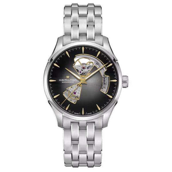 Montre Hamilton Jazzmaster Open Heart Auto cadran argenté bracelet acier 40 mm