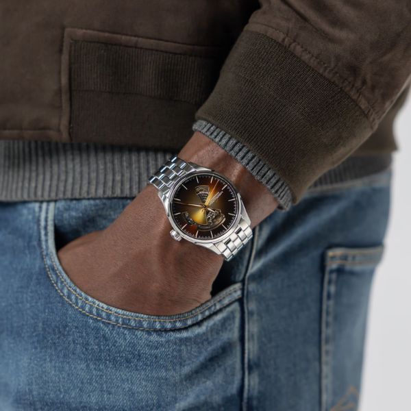 Hamilton Jazzmaster Open Heart Auto watch with silver dial and 40 mm steel bracelet