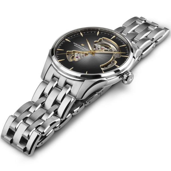 Montre Hamilton Jazzmaster Open Heart Auto cadran argenté bracelet acier 40 mm